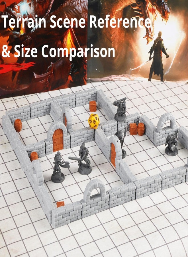 AUSPDICE Dungeon Walls 40pcs 28mm Miniature RPG Modular System DND Terrain Building Accessories for Tabletop Role Playing Scenes, Gift of Christmas Halloween for DM - Image 3